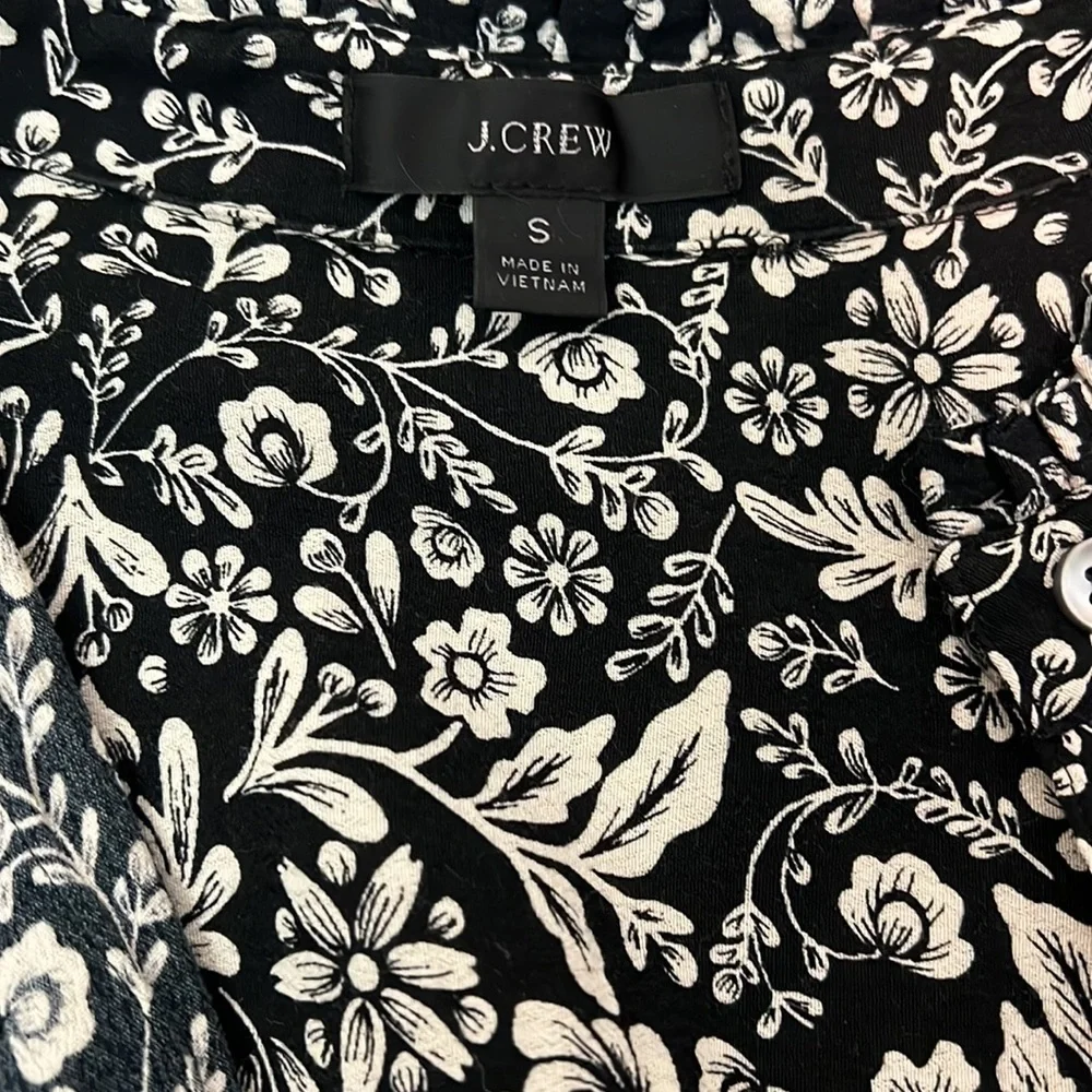 J Crew Swingy Antique Floral Print Black & Cream Dress Small - Picture 5 of 7
